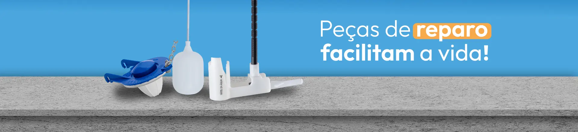 Banner mostrando modelos de reparos Astra posicionados em uma parede de pedra com fundo azul