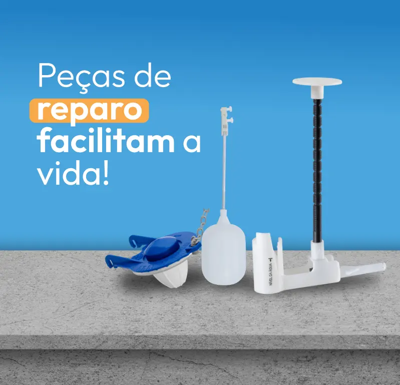 Banner mostrando modelos de reparos Astra posicionados em uma parede de pedra com fundo azul
