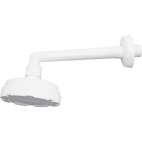 Conjunto de Chuveiro Frio Branco com Entrada de 1/2 com Crivo de 4 e Braço de 19cm Astra